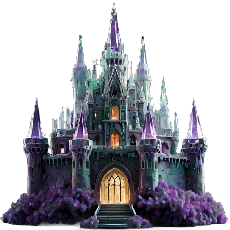 建物 城 巨大な水晶クラスターの中に建てられた城 透過 PNG 画像 フリー素材 #29485