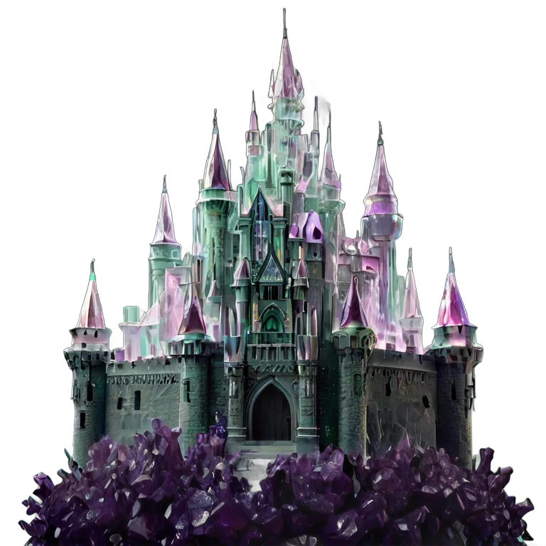 建物 城 巨大な水晶クラスターの中に建てられた城 透過 PNG 画像 フリー素材 #29487