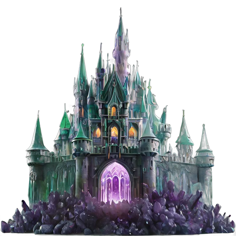 建物 城 巨大な水晶クラスターの中に建てられた城 透過 PNG 画像 フリー素材 #29488