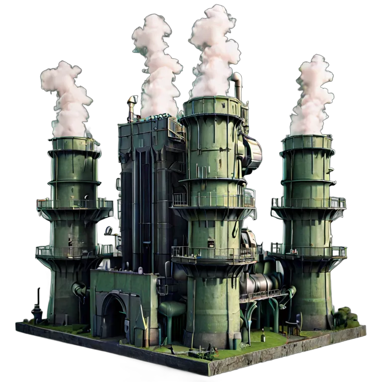 مبنى قلعة قلعة ذات أبراج تبريد وأنابيب عملاقة صورة PNG شفافة مجانية #29489