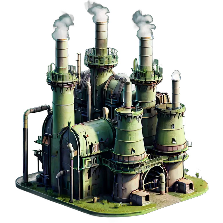 مبنى قلعة قلعة ذات أبراج تبريد وأنابيب عملاقة صورة PNG شفافة مجانية #29491