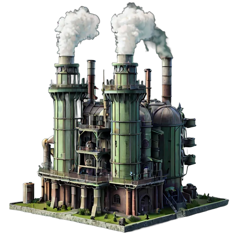 مبنى قلعة قلعة ذات أبراج تبريد وأنابيب عملاقة صورة PNG شفافة مجانية #29492