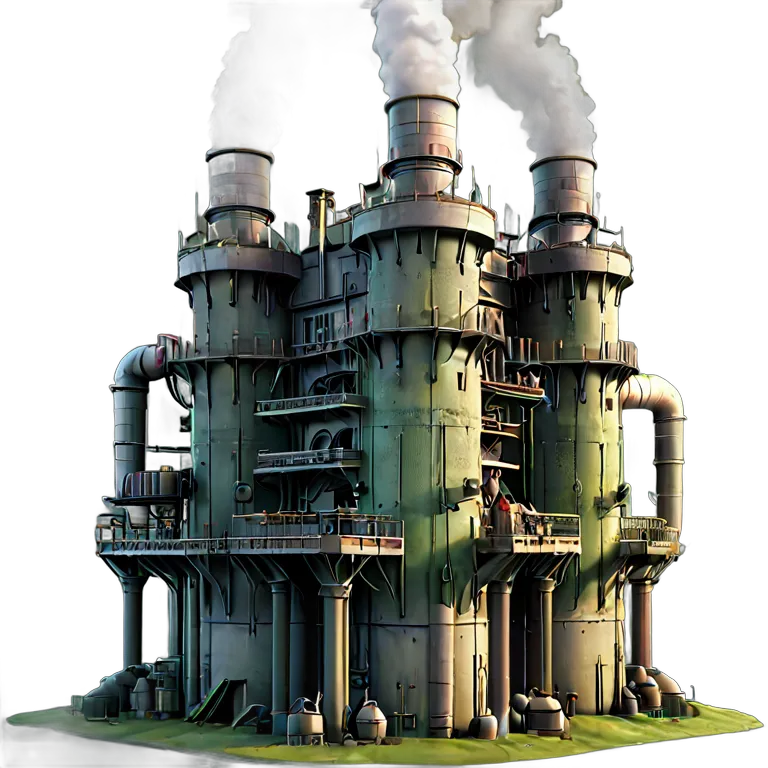 مبنى قلعة قلعة ذات أبراج تبريد وأنابيب عملاقة صورة PNG شفافة مجانية #29493