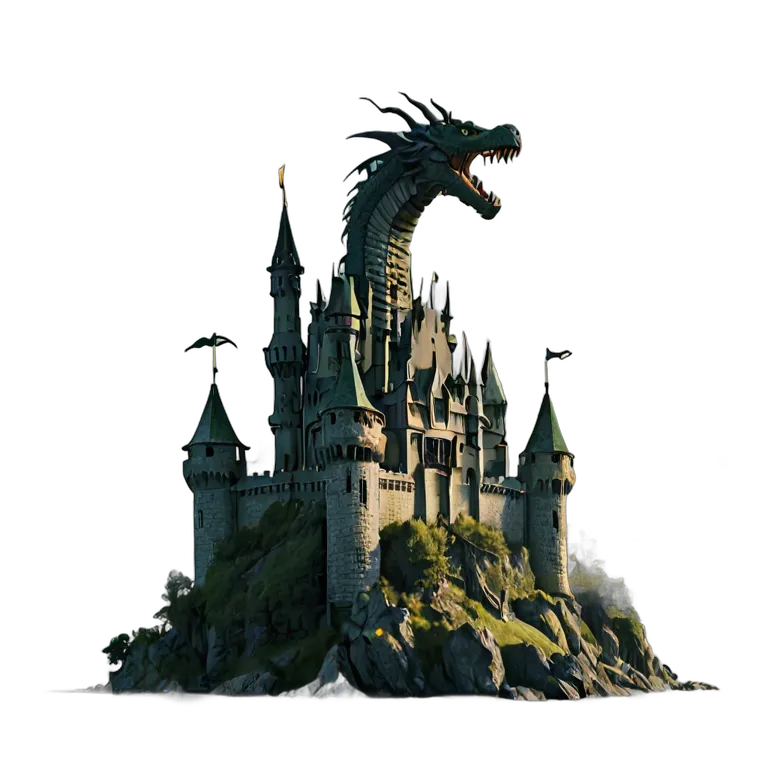 建物 城 龍が囲む浮城 透過 PNG 画像 フリー素材 #29506