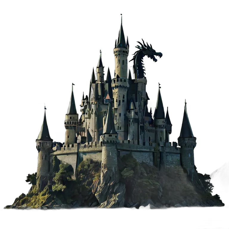 建物 城 龍が囲む浮城 透過 PNG 画像 フリー素材 #29507