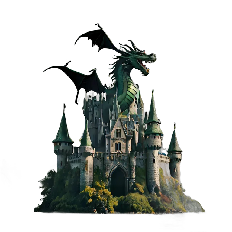 建物 城 龍が囲む浮城 透過 PNG 画像 フリー素材 #29509