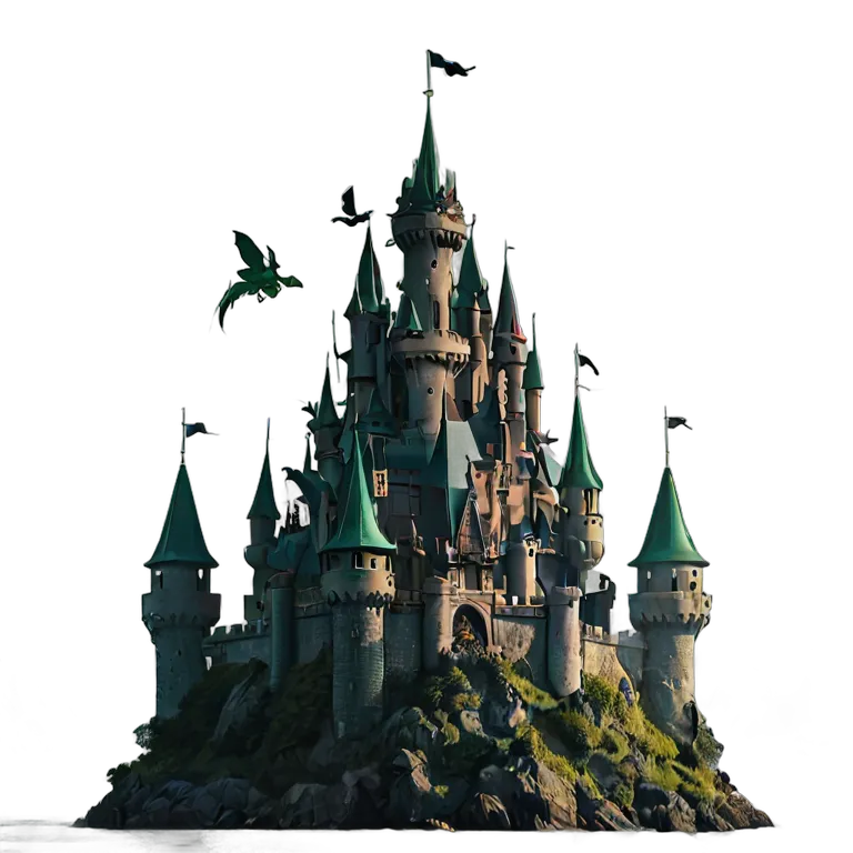 建物 城 龍が囲む浮城 透過 PNG 画像 フリー素材 #29510