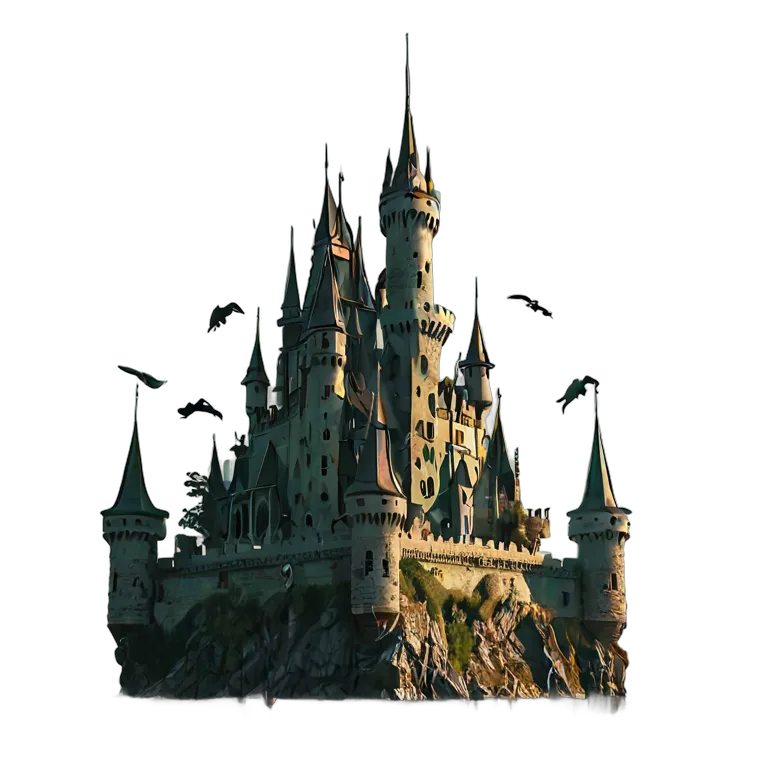 建物 城 龍が囲む浮城 透過 PNG 画像 フリー素材 #29511