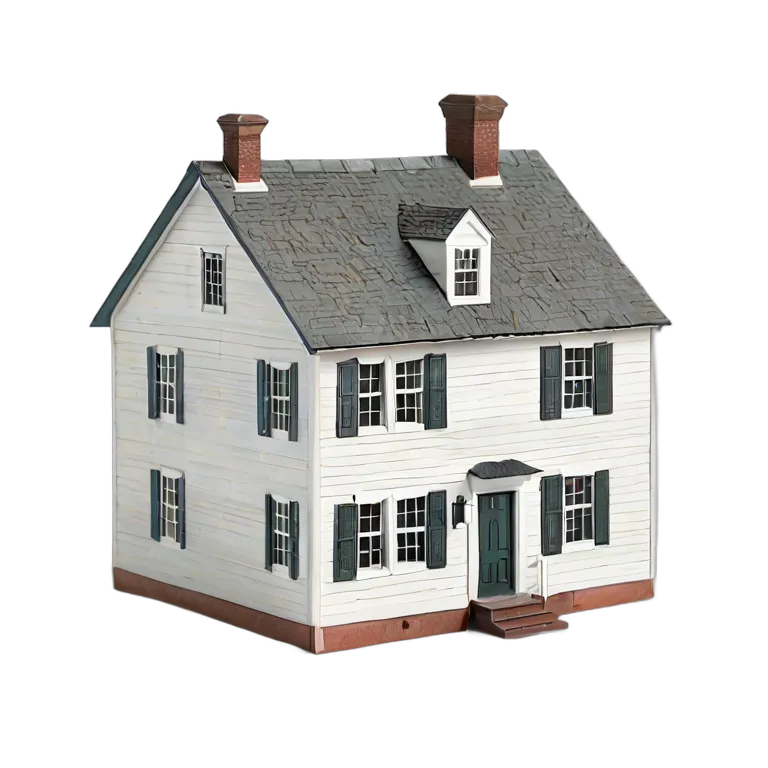 建物 住宅モデル クラシックなニューイングランドのソルトボックスハウスモデル 透過 PNG 画像 フリー素材 #38694