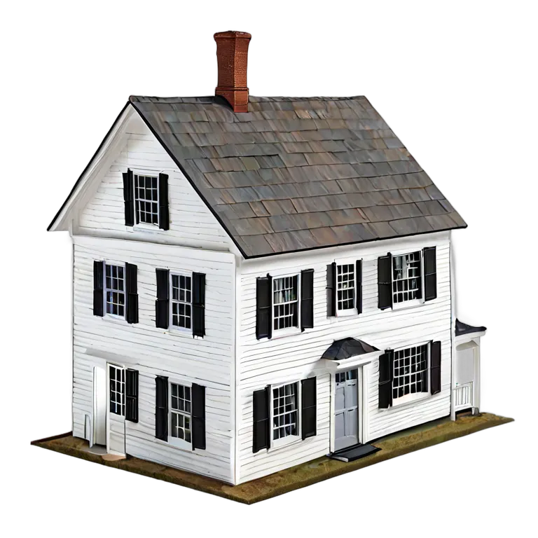 建物 住宅モデル クラシックなニューイングランドのソルトボックスハウスモデル 透過 PNG 画像 フリー素材 #38695