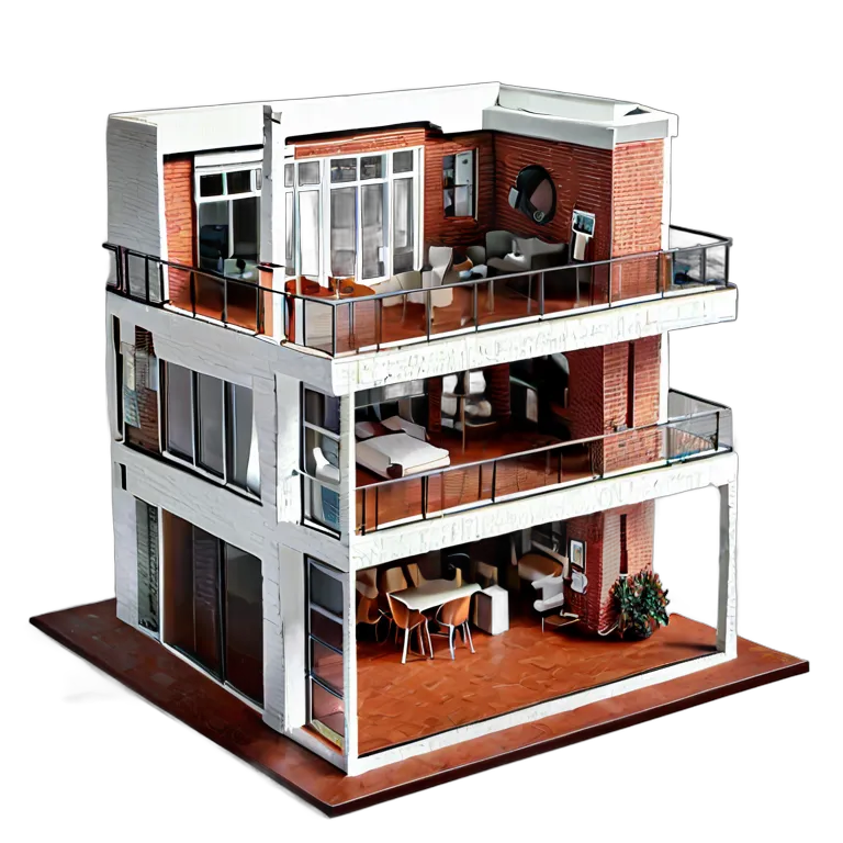 建物 住宅モデル 天井高2倍の現代的なロフトモデル 透過 PNG 画像 フリー素材 #38696