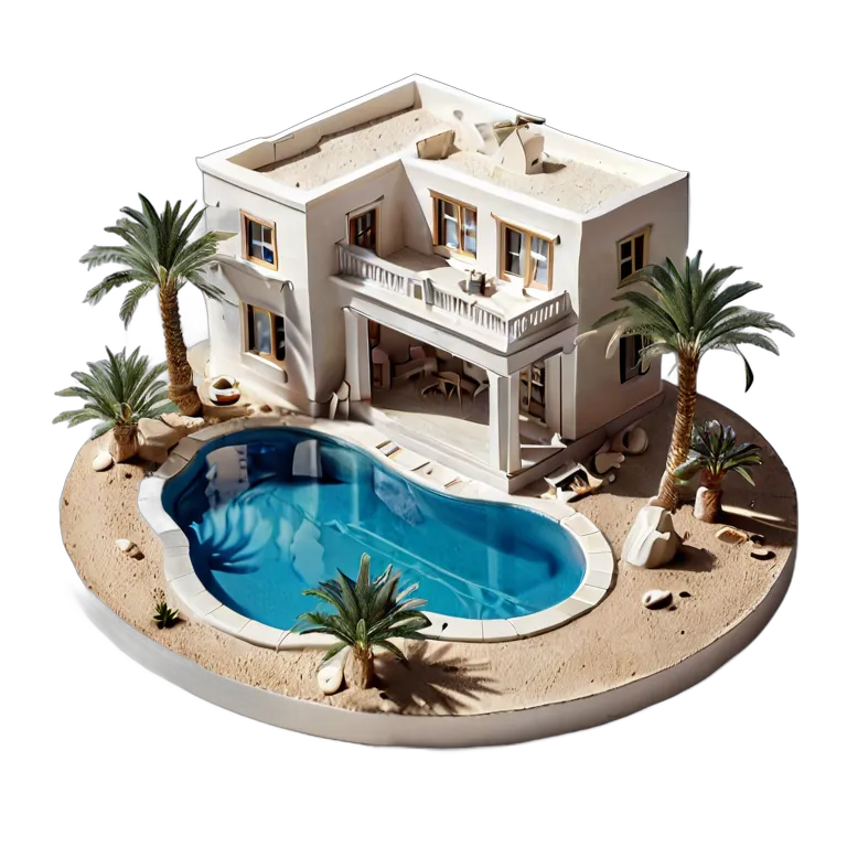 建物 住宅モデル 砂漠のオアシスのヴィラモデル 透過 PNG 画像 フリー素材 #38670