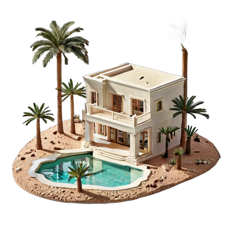 建物 住宅モデル 砂漠のオアシスのヴィラモデル 透過 PNG 画像 フリー素材 #38672