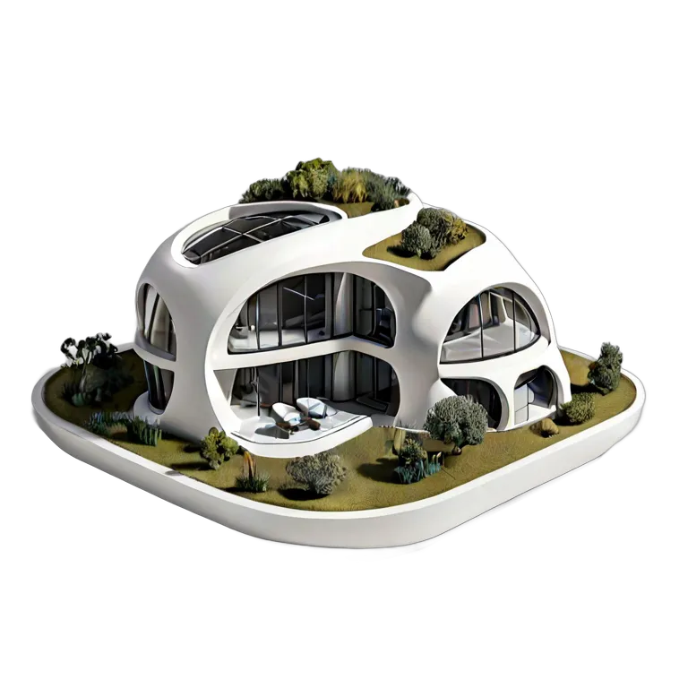 建物 住宅モデル 未来的なバイオモルフィックハウスモデル 透過 PNG 画像 フリー素材 #38675