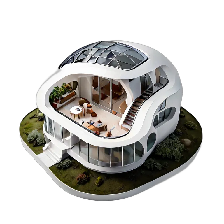 建物 住宅モデル 未来的なバイオモルフィックハウスモデル 透過 PNG 画像 フリー素材 #38676