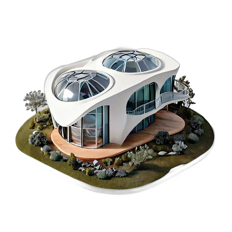 建物 住宅モデル 未来的なバイオモルフィックハウスモデル 透過 PNG 画像 フリー素材 #38677