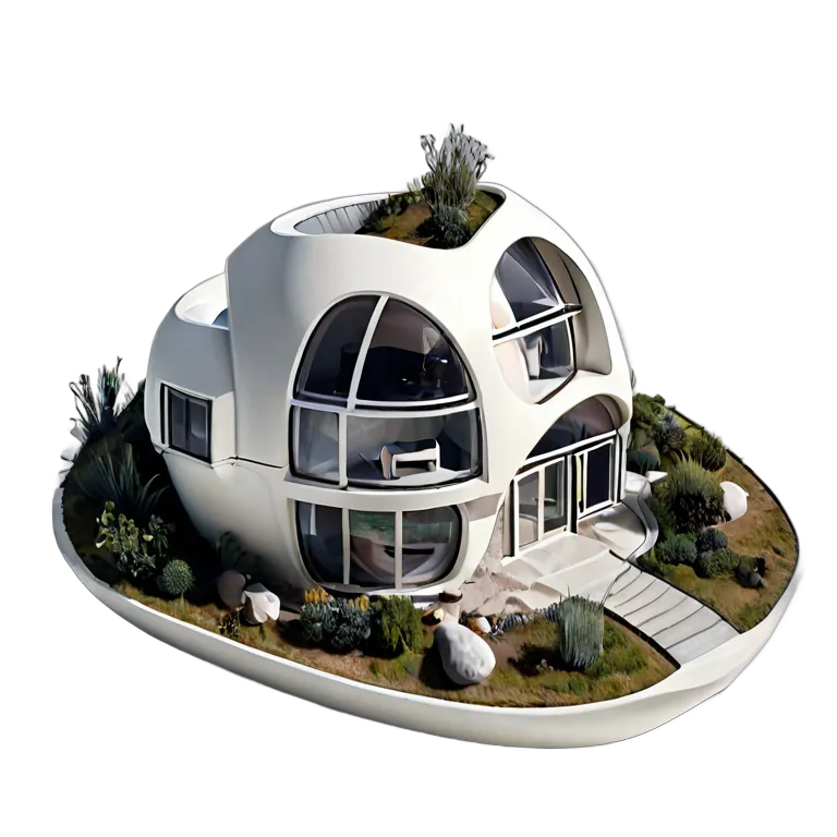 建物 住宅モデル 未来的なバイオモルフィックハウスモデル 透過 PNG 画像 フリー素材 #38678