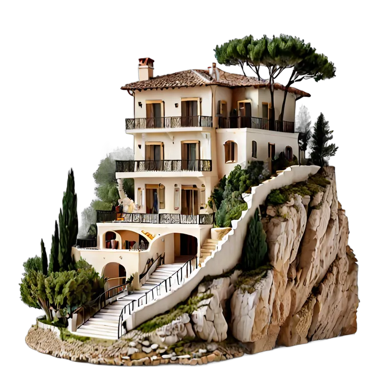 建物 住宅モデル イタリアの丘の上の別荘モデル 透過 PNG 画像 フリー素材 #38658