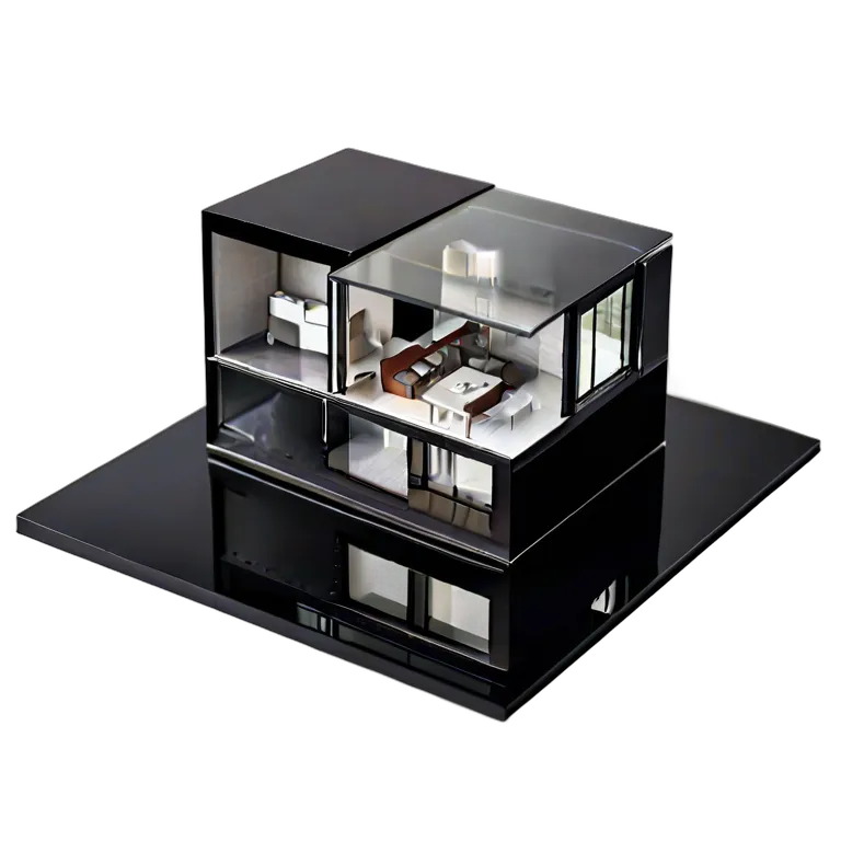 建物 住宅モデル 洗練された黒曜石の住宅モデル 透過 PNG 画像 フリー素材 #38653