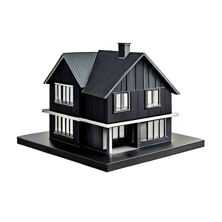 建物 住宅モデル 洗練された黒曜石の住宅モデル 透過 PNG 画像 フリー素材 #38655