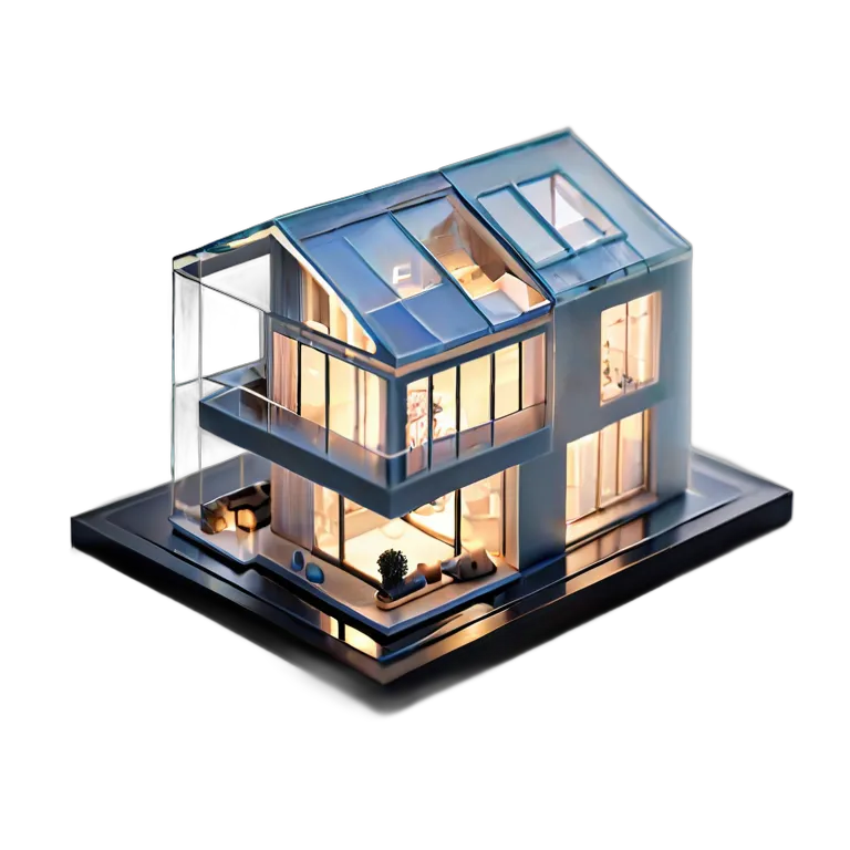 建物 住宅モデル 半透明樹脂製住宅模型 透過 PNG 画像 フリー素材 #38639