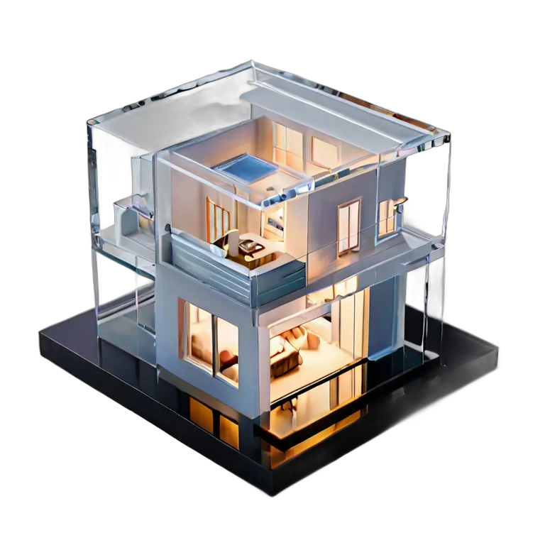 建物 住宅モデル 半透明樹脂製住宅模型 透過 PNG 画像 フリー素材 #38640
