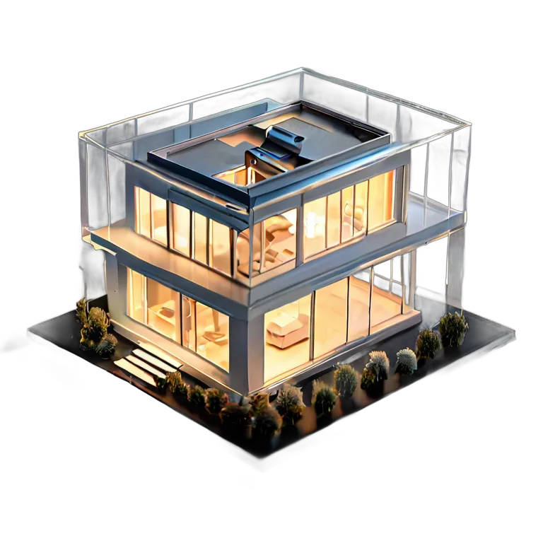 建物 住宅モデル 半透明樹脂製住宅模型 透過 PNG 画像 フリー素材 #38641