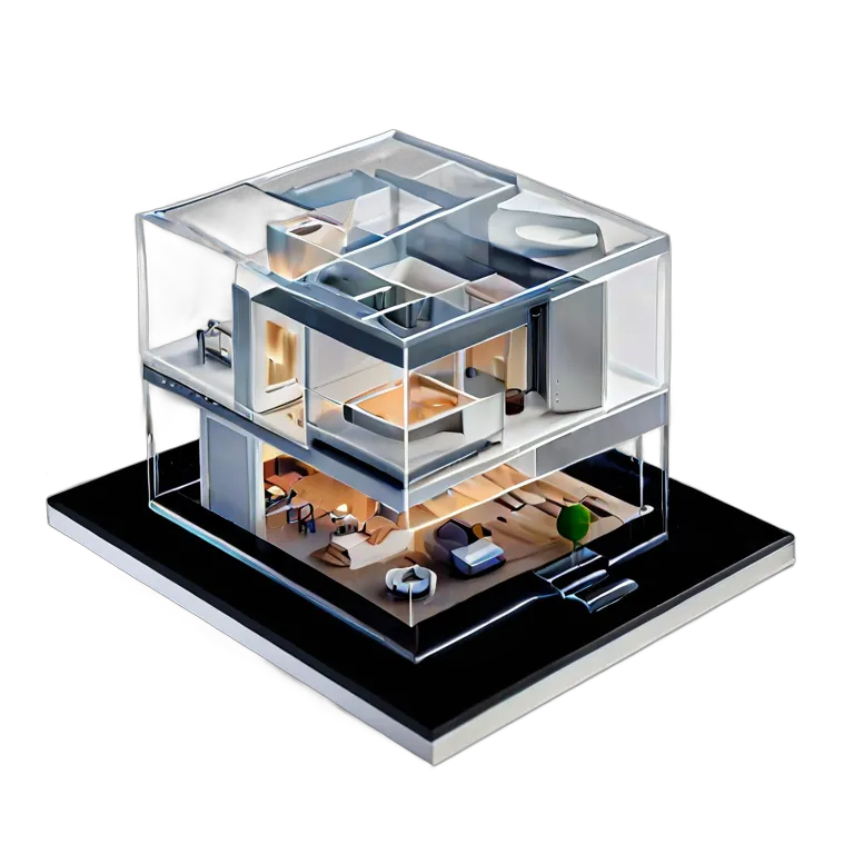 建物 住宅モデル 半透明樹脂製住宅模型 透過 PNG 画像 フリー素材 #38642