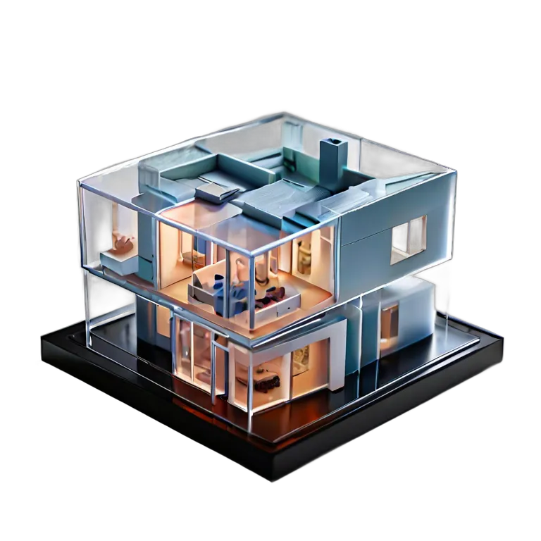 建物 住宅モデル 半透明樹脂製住宅模型 透過 PNG 画像 フリー素材 #38643