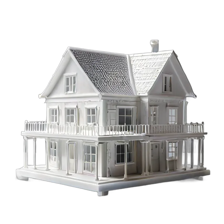 半透明の白い3Dプリント住宅模型 透過 PNG 画像 フリー素材 #38714