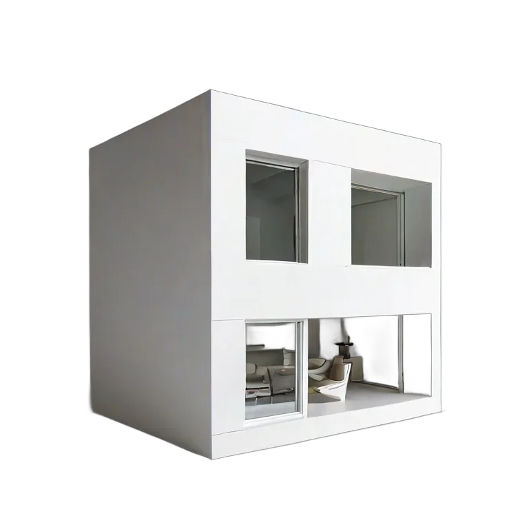 建物 住宅モデル 超ミニマリストのホワイトキューブハウスモデル 透過 PNG 画像 フリー素材 #38619