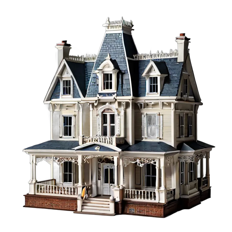 建物 住宅モデル ビクトリア朝のドールハウス風モデル 透過 PNG 画像 フリー素材 #38644