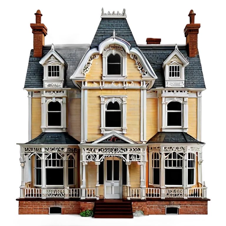 建物 住宅モデル ビクトリア朝のドールハウス風モデル 透過 PNG 画像 フリー素材 #38647