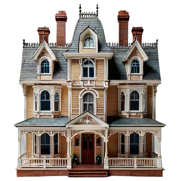 建物 住宅モデル ビクトリア朝のドールハウス風モデル 透過 PNG 画像 フリー素材 #38648