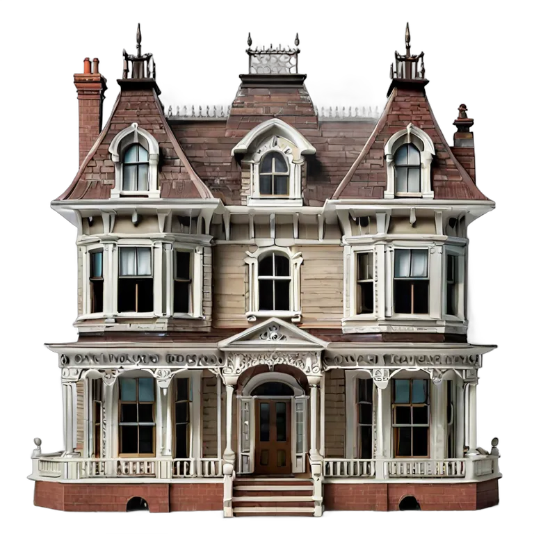 建物 住宅モデル ビクトリア朝のドールハウス風モデル 透過 PNG 画像 フリー素材 #38649