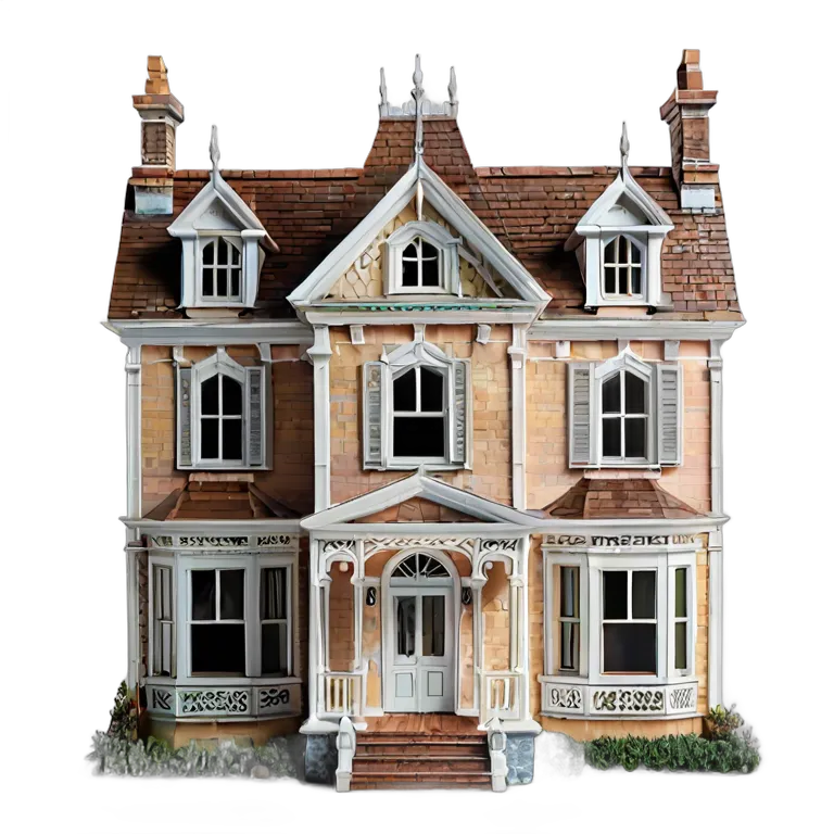 建物 住宅モデル ビクトリア朝のドールハウス風モデル 透過 PNG 画像 フリー素材 #38650