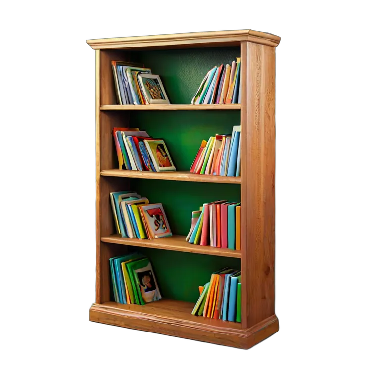 教育 学校 絵本がいっぱいの教室の本棚 透過 PNG 画像 フリー素材 #25906