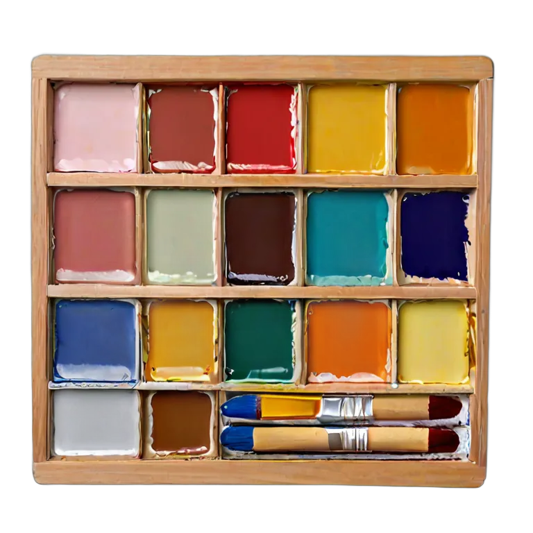 教育 学校 学生用混合色絵の具パレット 透過 PNG 画像 フリー素材 #25940