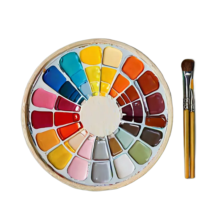 教育 学校 学生用混合色絵の具パレット 透過 PNG 画像 フリー素材 #25943