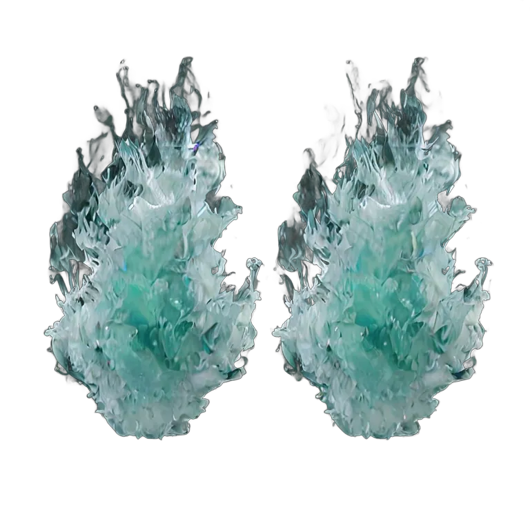 エフェクト 火 凍りつくような青緑色と白色の炎 透過 PNG 画像 フリー素材 #28195