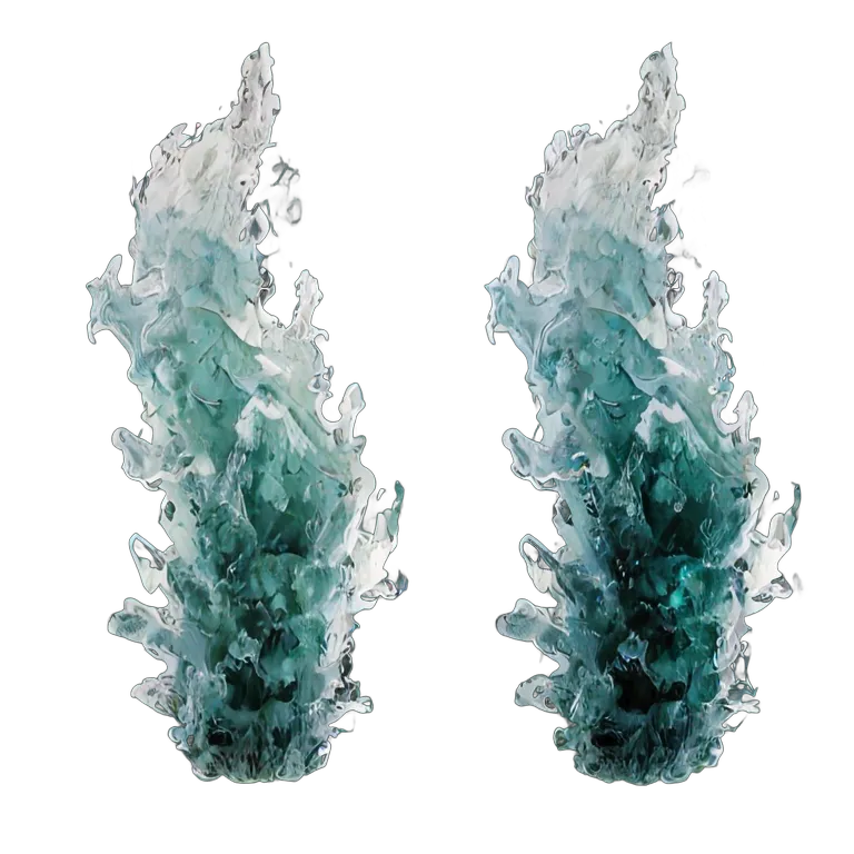 エフェクト 火 凍りつくような青緑色と白色の炎 透過 PNG 画像 フリー素材 #28196