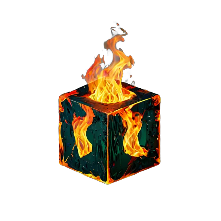 エフェクト 火 火でできた幾何学的な立方体 透過 PNG 画像 フリー素材 #28185