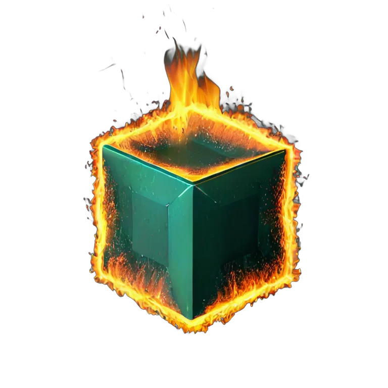 エフェクト 火 火でできた幾何学的な立方体 透過 PNG 画像 フリー素材 #28186