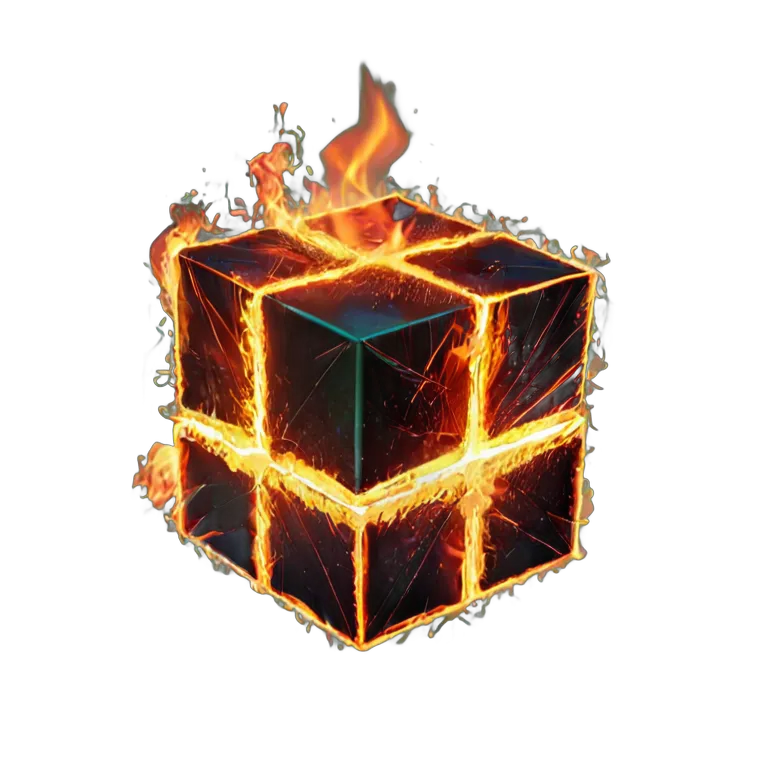 エフェクト 火 火でできた幾何学的な立方体 透過 PNG 画像 フリー素材 #28187
