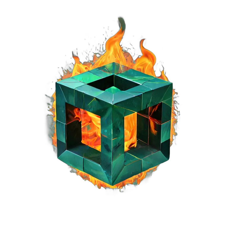エフェクト 火 火でできた幾何学的な立方体 透過 PNG 画像 フリー素材 #28188
