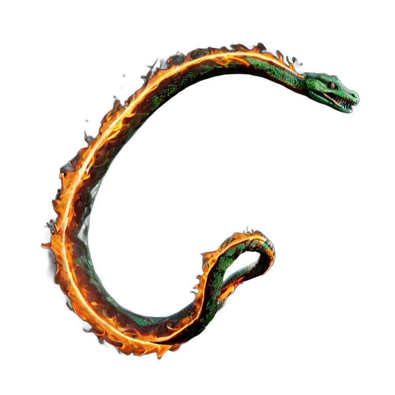 エフェクト 火 長い蛇のような火の跡 透過 PNG 画像 フリー素材 #28184