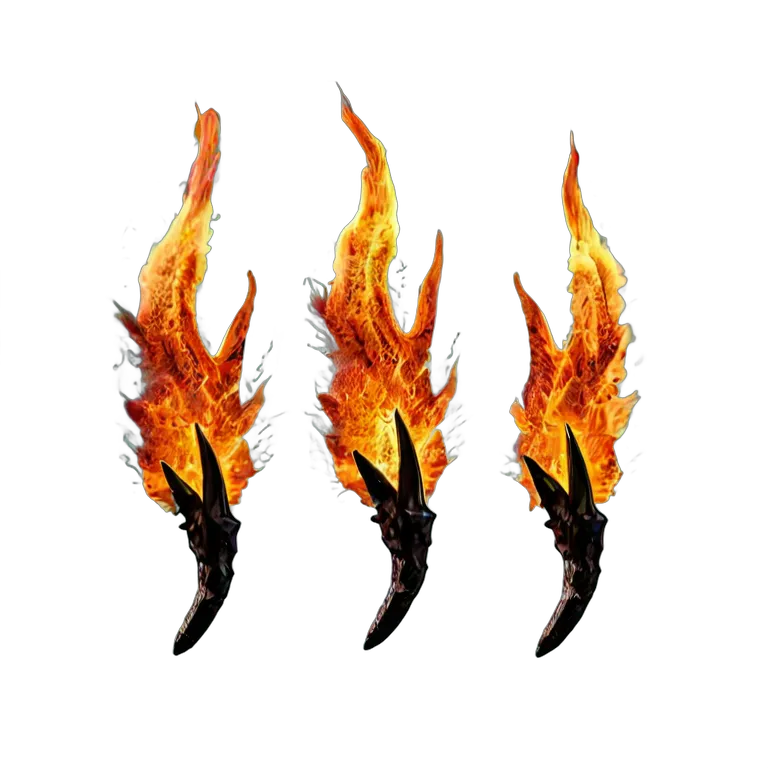 エフェクト 火 鋭い火の爪痕 透過 PNG 画像 フリー素材 #28236