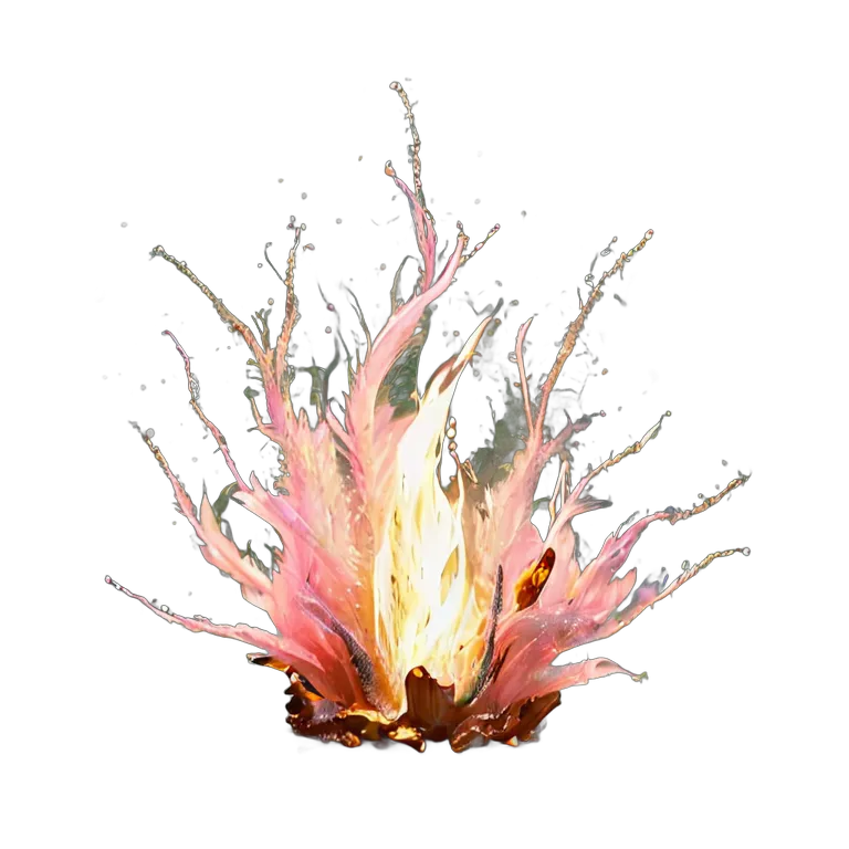 エフェクト 火 ピンクとゴールドのキラキラした妖精の火 透過 PNG 画像 フリー素材 #28214