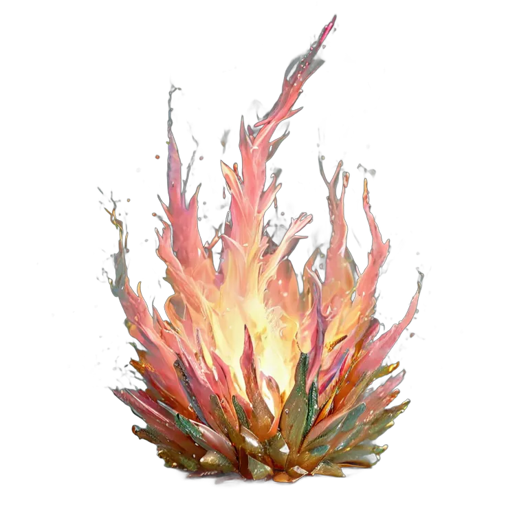 エフェクト 火 ピンクとゴールドのキラキラした妖精の火 透過 PNG 画像 フリー素材 #28215