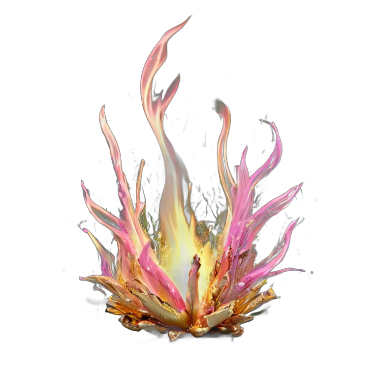 エフェクト 火 ピンクとゴールドのキラキラした妖精の火 透過 PNG 画像 フリー素材 #28219